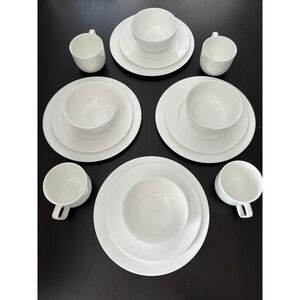 Hotel Collection White Bone China 16 Piece Dinnerware Set Service for 4